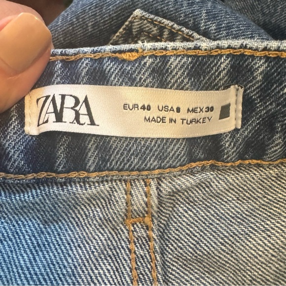 Zara Wide-Leg cropped Blue Jeans - Picture 7 of 9